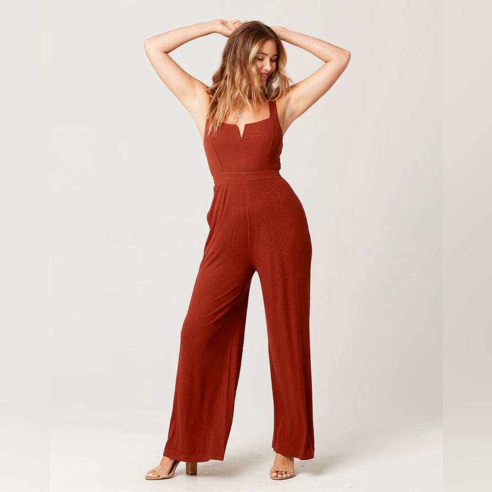 L*Space Selena Jumper in Tobacco split v square neck